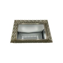 Vintage Mirror Filigree Dresser Tray 9&quot;x13&quot; silver tone - $19.78