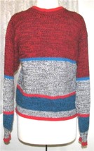 RED, GREY, BLUE STRIPED Acrylic Knitted SWEATER Size XL Sweater Graphix - £7.85 GBP