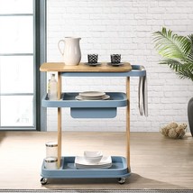 Roundhill Furniture Irvona Kithchen Cart With Shelf Storage, Blue - £139.87 GBP