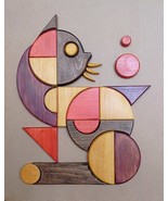 Handmade Geometric Cat Wall Art – Modern Wooden Decor | Abstract Feline ... - $672.39 CAD