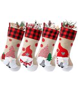 LASPERAL 4Pcs 18in Christmas Stockings 3D Burlap Santa Snowman Reindeer - $326.78 MXN