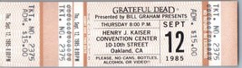 Grateful Dead Untorn Ticket Stub Septembre 12 1985 Oakland California - £55.84 GBP