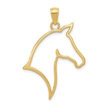14K Gold Polished Cut Out Horse Head Pendant Charm Jewelry 32 x 24 mm - £100.63 GBP