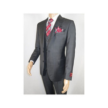 Men Suit BERLUSCONI Turkey 100% Italian Wool Super 180's 3pc Vested #Ber12 Gray image 4