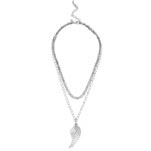 Angel Wing Triple Chain Pendant Necklace Silver NEW - £12.28 GBP