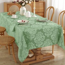 Rectangle Tablecloth 60 x 84 Inch Flower Jacquard Damask Spill Proof Stain Resis - £31.42 GBP