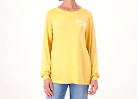 Anybody Cozy Knit French Terry Graphic Crew Neck - Golden, XXS - £17.62 GBP