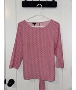Talbots Top Size Medium Geometric Pink White, Tie Front or Back - $19.80