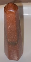Tower Stone Crystal Goldstone Glass Brown Shimmering Gold Flake    3.5” H x 1” W - £7.62 GBP