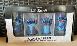 Disney LILO and STITCH Glassware Set of 4 Glasses Different Designs 10oz NEW - £27.96 GBP