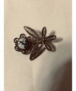 Vintage sterling silver pin brooch Flower - $65.24 CAD