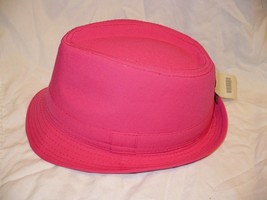 Nollia Unisex Trilby Neon Fedora Hat Bright Hot Pink Solid New Light Weight - £12.08 GBP