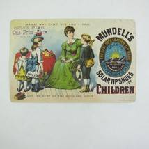 Victorian Trade Card LARGE Mundell&#39;s Solar Tip Shoes Children Philadelphia PA - £7.94 GBP