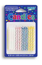 Pastel Striped Birthday Candles (24) - Party Supplies - $2.46