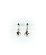 Light Gold Tone Small Ball Dangle Drop Screw Back Earrings Round Sphere - £7.06 GBP