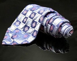 Jones New York $33 100% Silk Geometric Diamond Print Pink Purple Tie Nwt - £12.02 GBP