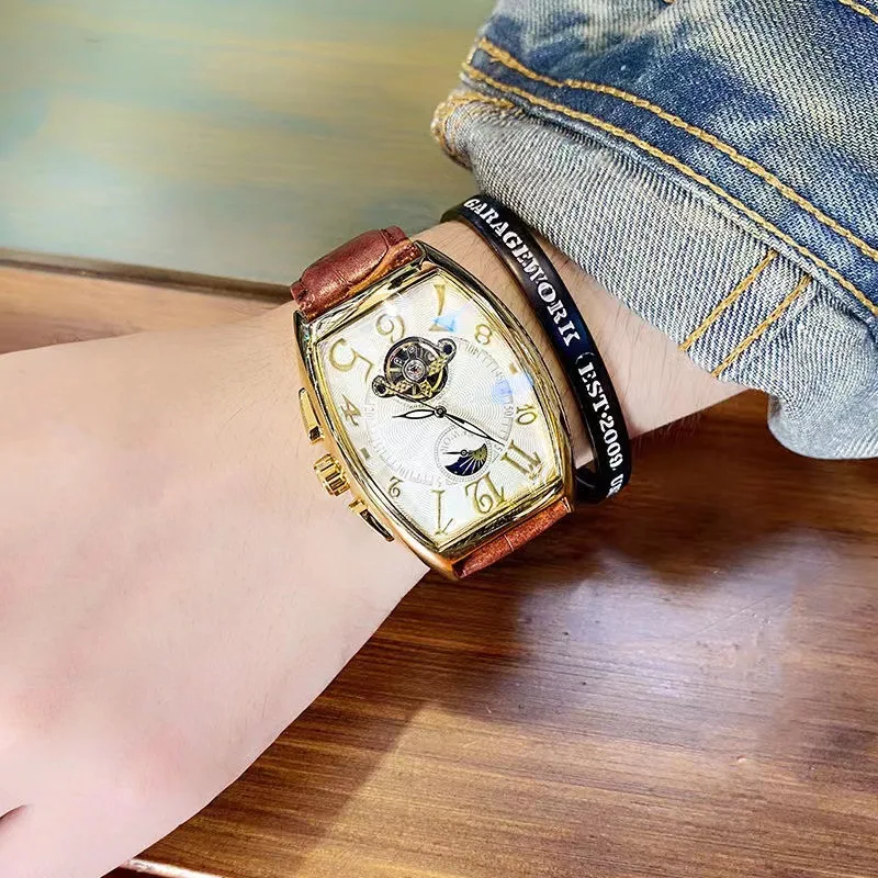 Automatic Mechanical Watch for Men   Tourbillon Skeleton  Male Clock Cool Tonne - £103.18 GBP