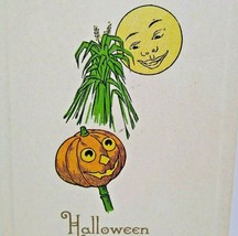 Halloween Postcard Full Smiling Moon JOL Pumpkin Vintage Gibson Fantasy Unused - $38.00