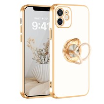 Iphone 12 Case With 360 Rotatable Ring Holder Magnetic Kickstand, Shiny Plating  - £15.16 GBP