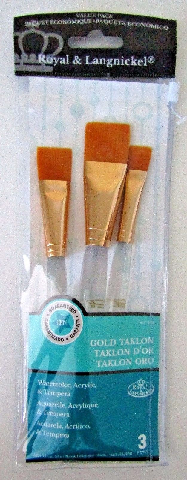 BRAND NEW Package of Three Gold Taklon Value Pack Paint Brushes~FAST Ship~USA - $6.74
