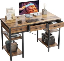 Cubicubi 47-Inch Computer Desk, Rustic Brown, With Three Drawers And She... - $104.97