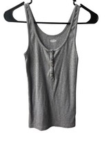 Old Navy Tank Top Womans Size M Gray Scoop Henley Button Up - £6.70 GBP