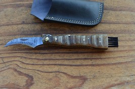 vintage damascus custom made mushroom folding knife From The Eagle Collection A - £38.75 GBP