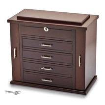 Matte Mahagony Finish Poplar Veneer 4-Drawer w/ Swing Out Sides Jewelry Box - $625.99