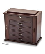 Matte Mahagony Finish Poplar Veneer 4-Drawer w/ Swing Out Sides Jewelry Box - $852.45 CAD