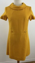 Vintage 70s Women&#39;s Dress Yellow Mod GoGo Wool Mrs Brady Trad Wife Handmade - £26.16 GBP