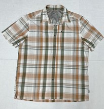 Eddie Bauer Plaid Shirt Mens Size L Green/Brown Short Sleeve Fishing Shi... - $16.90
