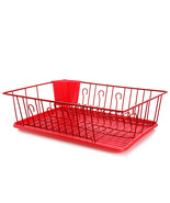 17.5 Inch Red Dish Rack with 14 Plate Positioners Utensil Holder - $57.19 CAD