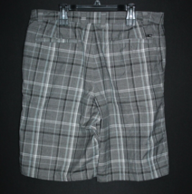 O’neill Men&#39;s Flat Front Gray Blue Plaid Shorts Size 34 Inseam 10” Chino - £14.26 GBP