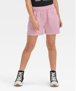 Art Class Girls Shorts Size 14 Red White Striped Seersucker Pull On Cotton - $225.80 MXN