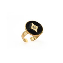 Wild &amp; Free Simple Wide Gold Round Rings For Women Stainless Steel Colorful Enam - £7.58 GBP