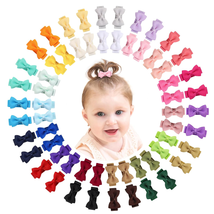 Baby Hair Clips Bows for Girls Mini Fully Lined Baby Bows Grosgrain Ribbon - £11.74 GBP