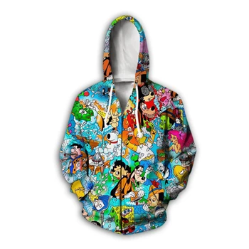  2019 New Fashion Hoodie stoned toons 90s  collage Printed 3d Unisex Streetwear  - £99.64 GBP