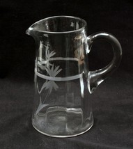 Vintage Pitcher Paneled Glass with Cut Flowers and Band 1930 Beautiful - £19.35 GBP
