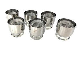 Set of 6 Double Old Fashioned Tumblers Vitreon Queens Lusterware Silver ... - £62.31 GBP