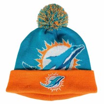 Miami Dolphins Beanie Hat Pom Official NFL New Era Warm Winter Gear Fins Up - $23.76