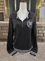Pink By Victoria's Secret 1/4 Zip Sweatshirt Womans Sz Small Black Loung... - $24.75