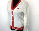 Haymaker Lacoste Vintage Cardigan Sweater size 36 S M White and Red Acry... - $36.95