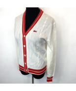 Haymaker Lacoste Vintage Cardigan Sweater size 36 S M White and Red Acry... - £28.98 GBP