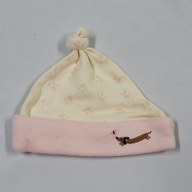Vintage Gymboree Teenie Weenie Puppy Dog Dachshund Pink Brown Beanie Hat Cap 0-3 - £11.65 GBP