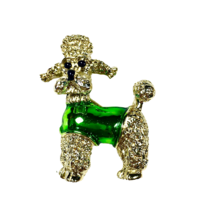 Vintage Poodle 1960&#39;s Brooch Gerry&#39;s Signed Brooch Pin with Green Sweater Gold - $14.00