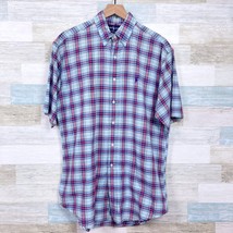 Ralph Lauren Blake Short Sleeve Shirt Blue Red Plaid Casual Cotton Mens ... - £23.79 GBP