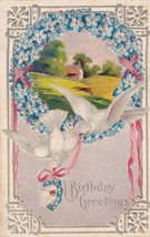 Birthday Greetings Postcard 1910 Dove &amp; Bird Series Downing Missouri - £2.38 GBP