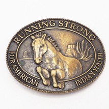 Belt Buckle Running Strong Brass Indian Youth 1996 Christian Relief Serv... - $14.84