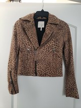 JOIE Ailey Leopard Print Suede Leather Moto Jacket $948, Sz XXS - £116.80 GBP