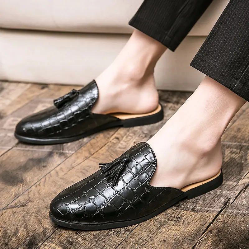 Famous Brand Shoes Mens Dress Shoes Leather Mules Men Dress Loafers Wedd... - $56.09